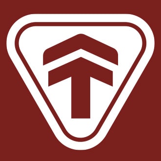 Stylized logo of a T in an upside down triangle, reminiscent of a traffic signal yield sign